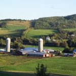 Landscape view of a steel and metal build farm buildings.