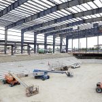 Oceanside, CA_ Construction continues on Frontwave Arena at El Corazon, the future home of the San Diego Sockers pro soccer team. The foundation is finished and steel framing install and concrete work are ongoing. Photo by John Gastaldo