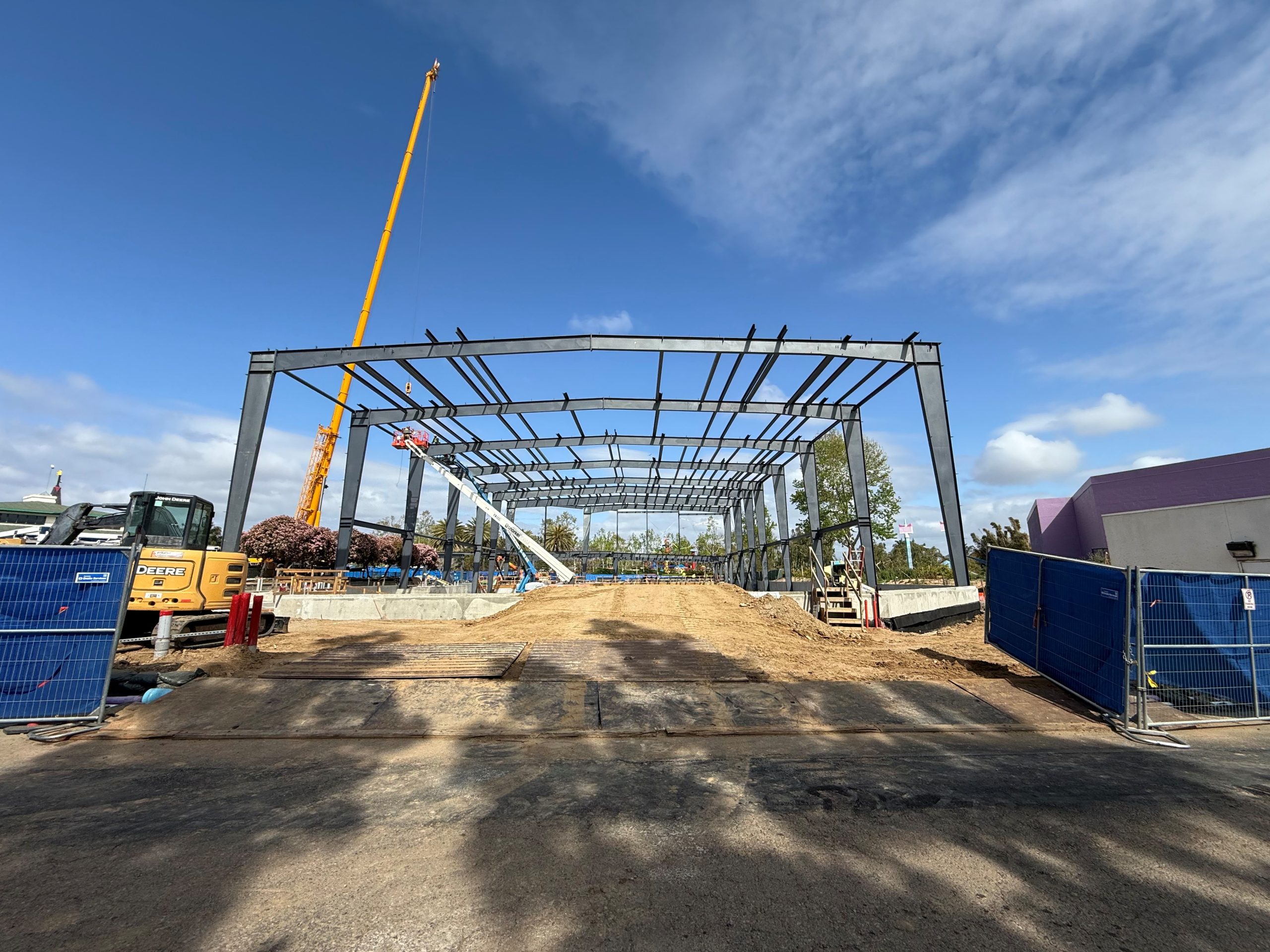Progress photo of steel erection for Legoland GalacticCoaster Exterior Steel Structure Construction