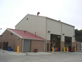 Metal Building with Block Wall